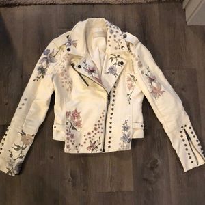 BLANK NYC embroidered faux leather jacket